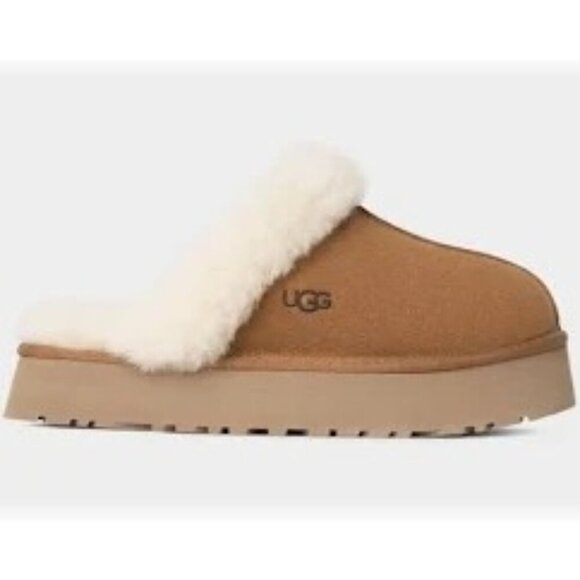 Ugg Women's Disquette Sheepskin Slipper Sand Suede Clog Mule Size 7 - Picture 7 of 7